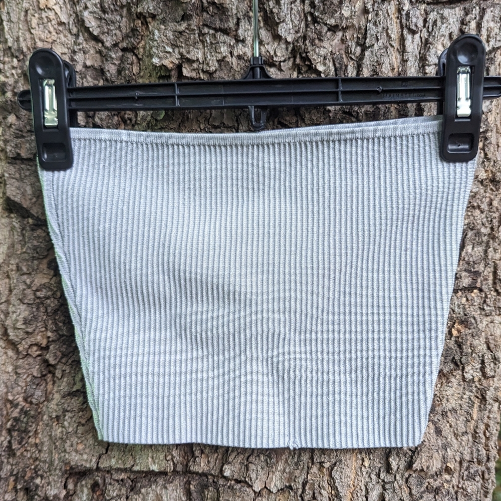 Babaton | Sculpt Input Cropped Tube Top in Gray | Size XS